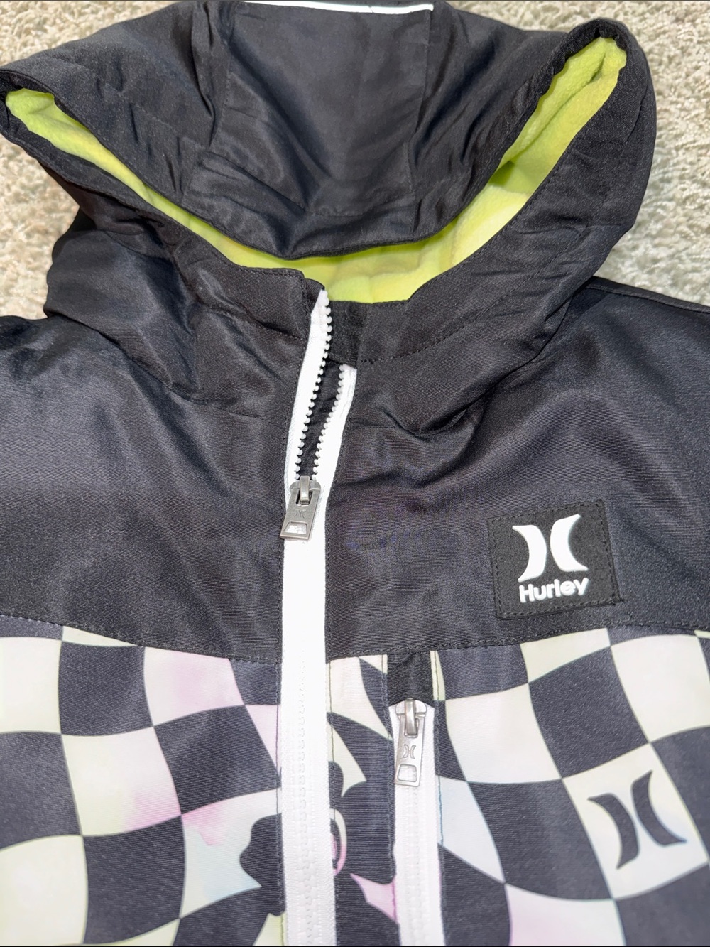 Hurley Kids Checkerboard Hooded Puffer Jacket (M 7/8) - Picture 4 of 10